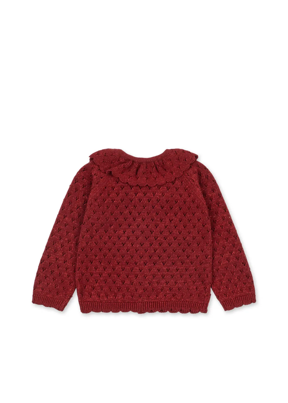 Konges Sløjd Holiday cardigan Red Dahlia glitterkatoen