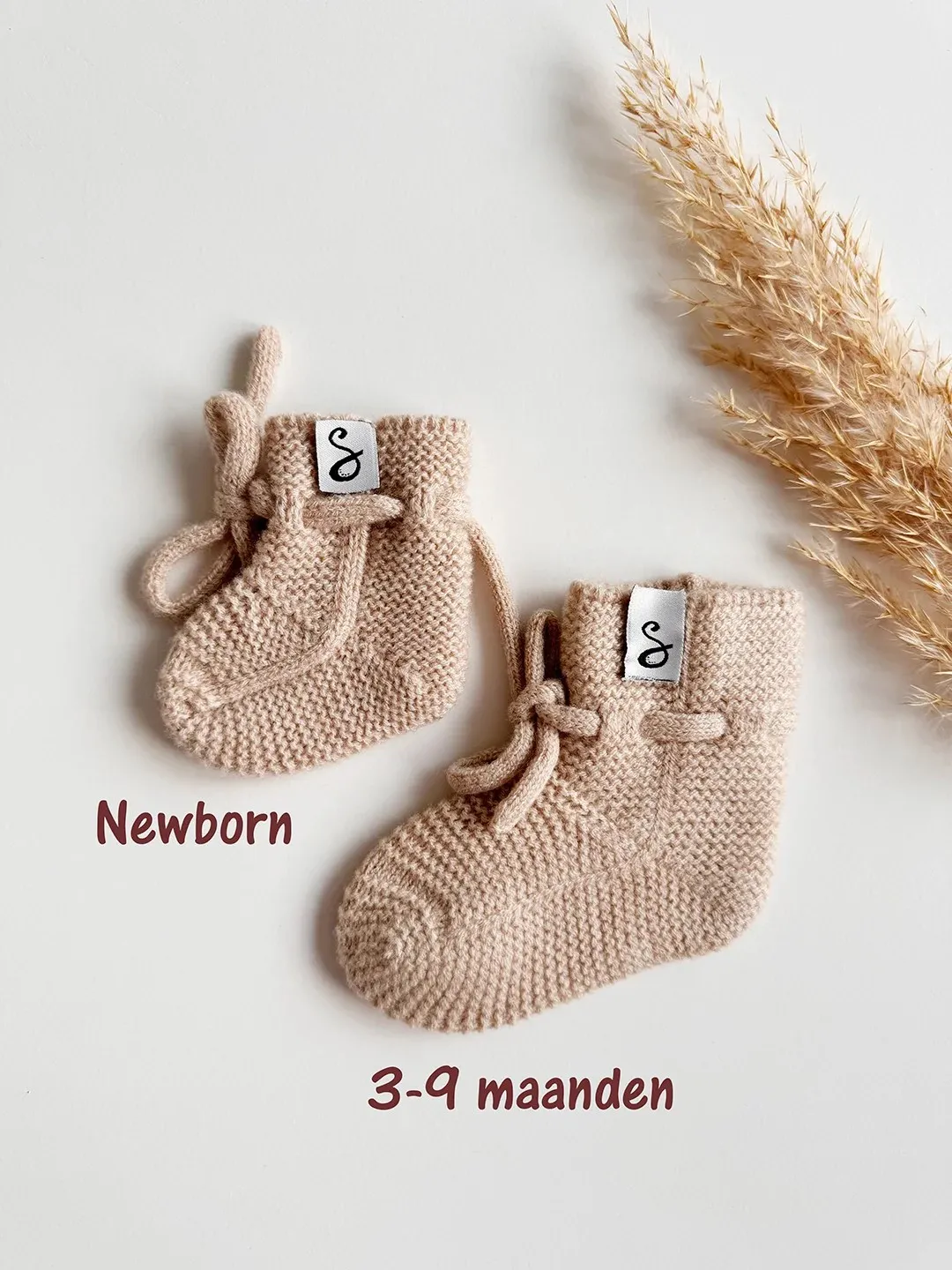 SoDa Fashion Merino Wol Sloffen Newborn zand babyslofjes