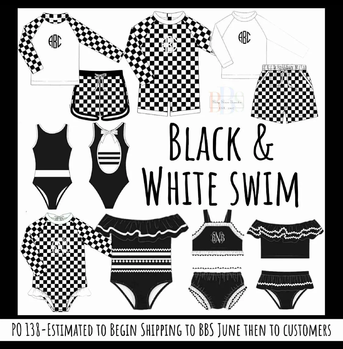 Busy Bee Smocks Black & White rashguard XS dames zwem