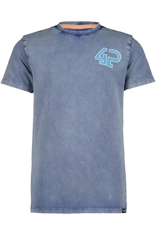 4President Thomas t-shirt jongens blauw acid wash