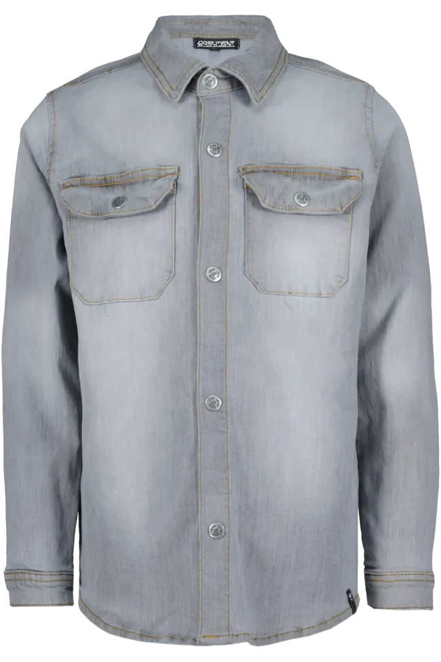 4PRESIDENT Hano overhemd lichtgrijs denim katoen