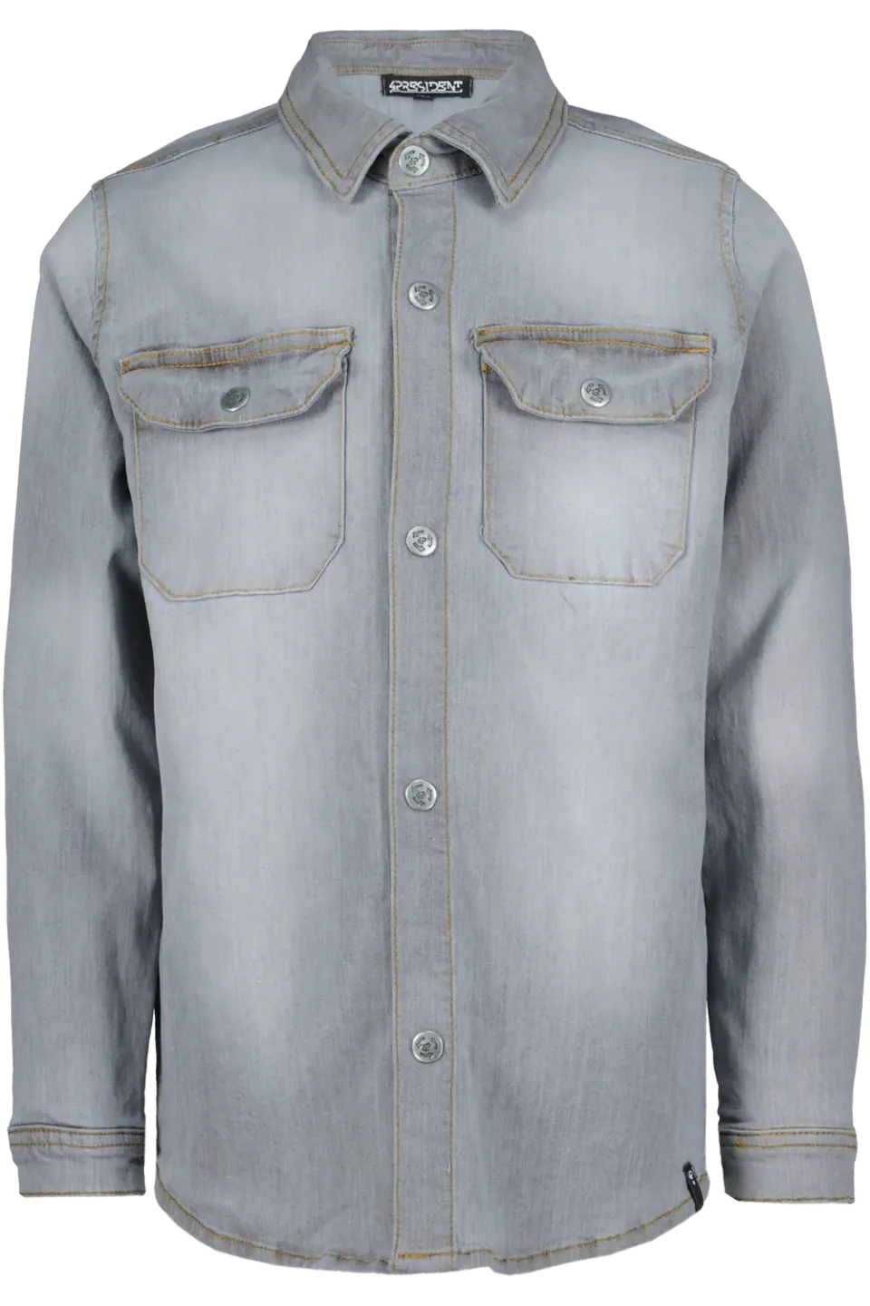 4PRESIDENT Hano overhemd lichtgrijs denim katoen