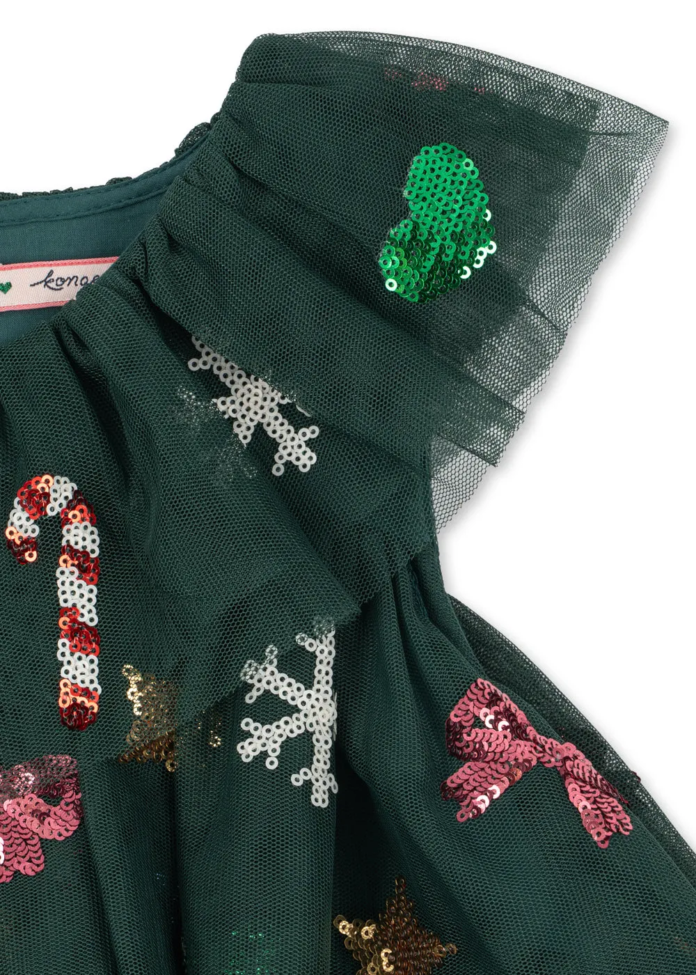 Konges Sløjd Yvonne Christmas tule jurk hunter green