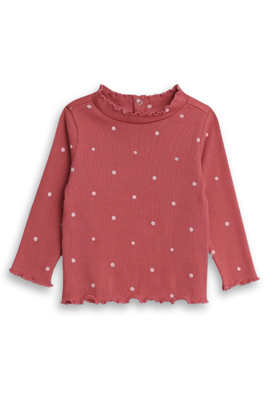 4PRESIDENT Fenna Dusty cedar Dot longsleeve geribd stipjes