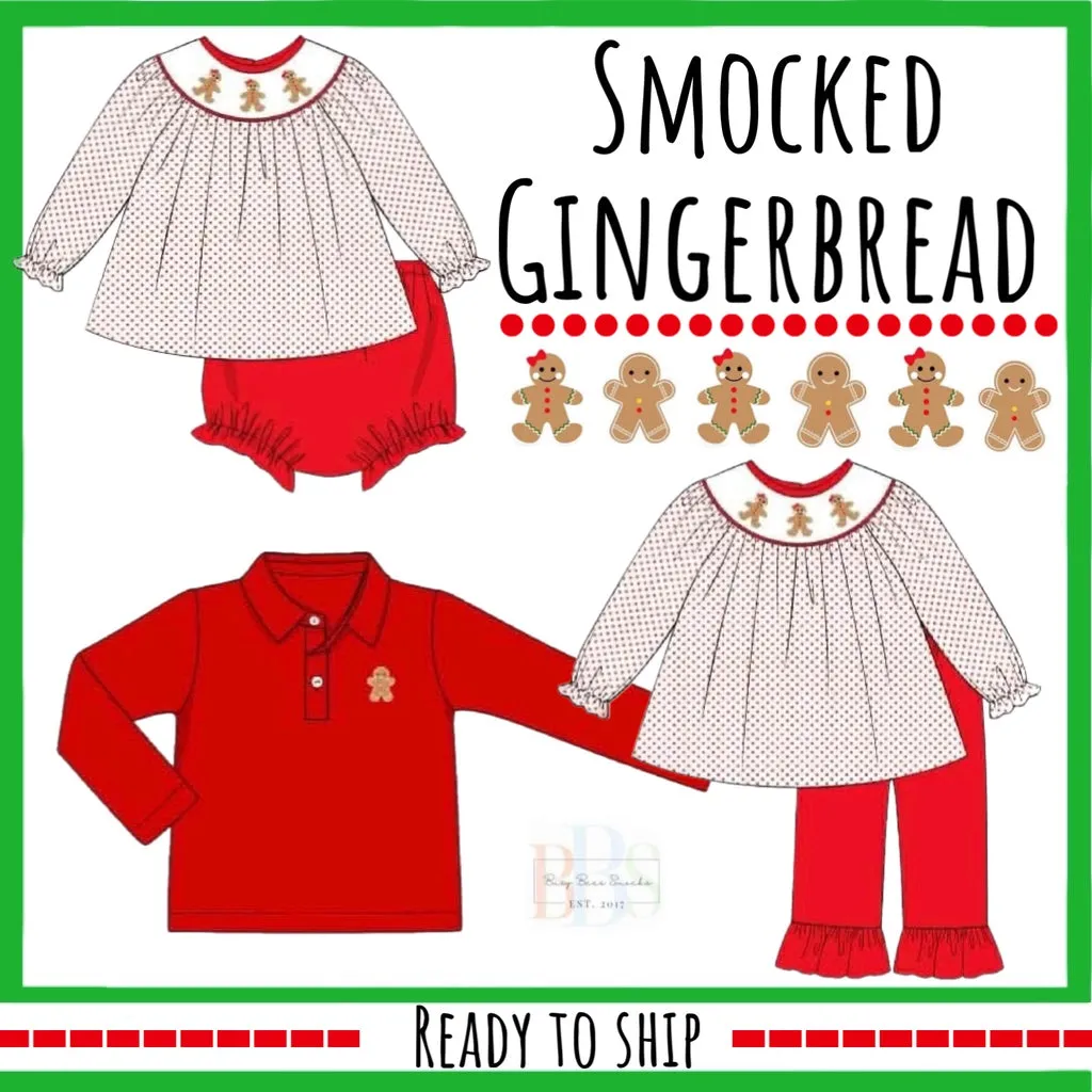 Busy Bee Smocks Gingerbread Polo 2T Jongens Kerst