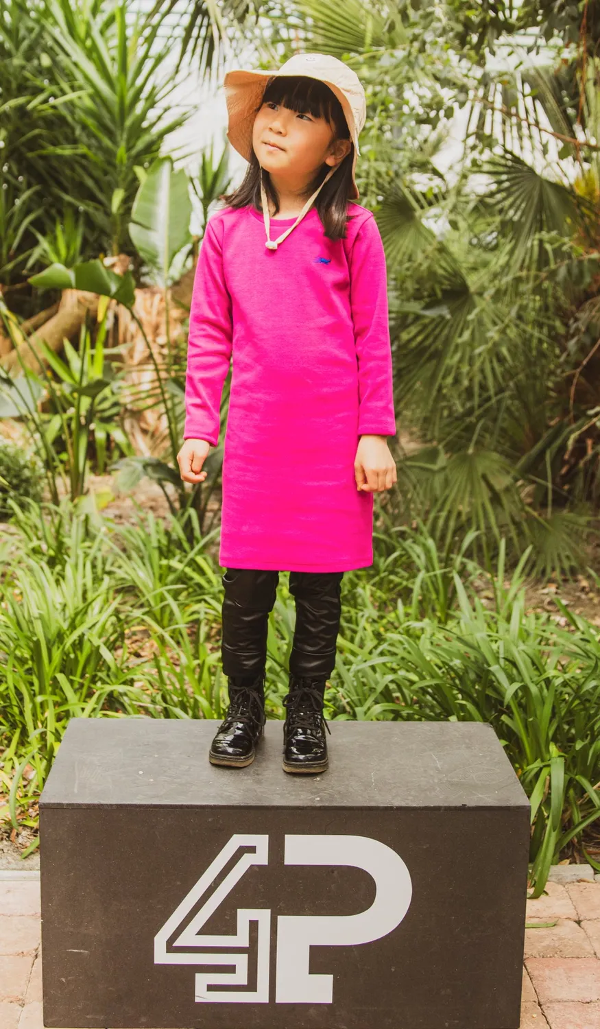 4President Marion jurk fuchsia red meisjes ribstof