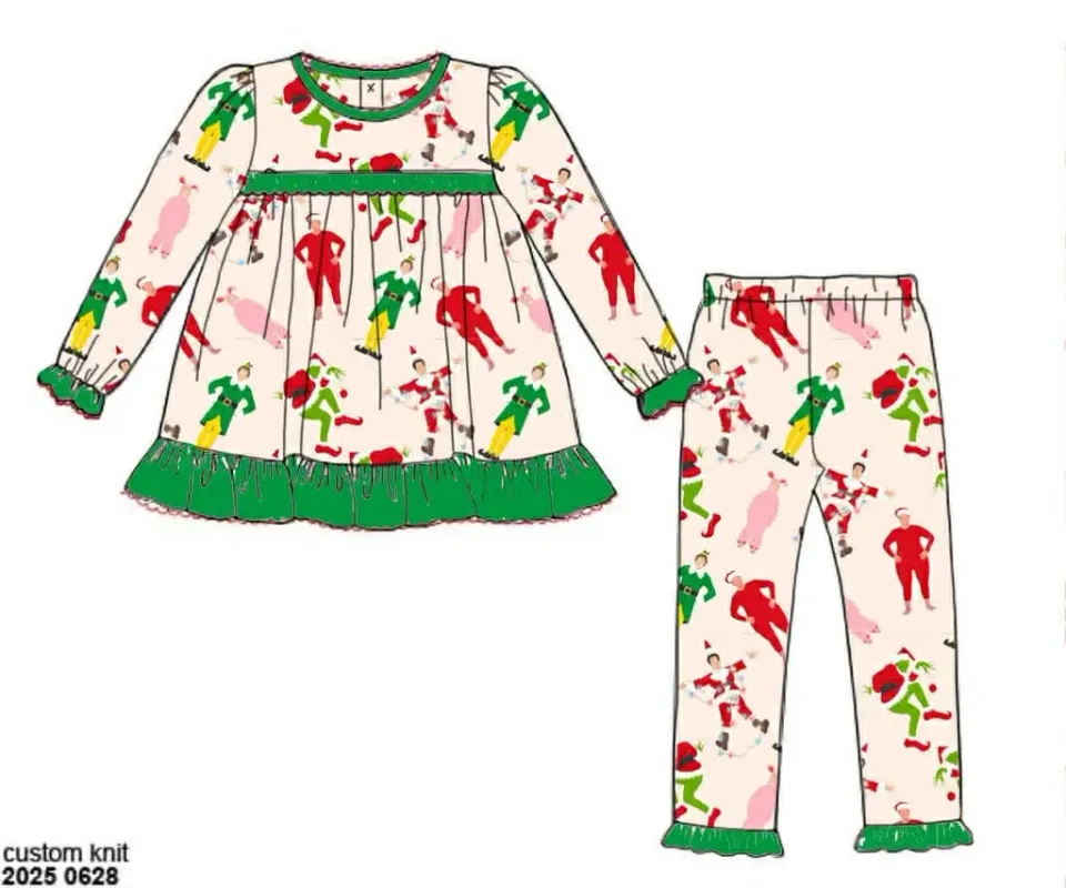 Busy Bee Smocks Holiday Characters loungeset kerst meisjes