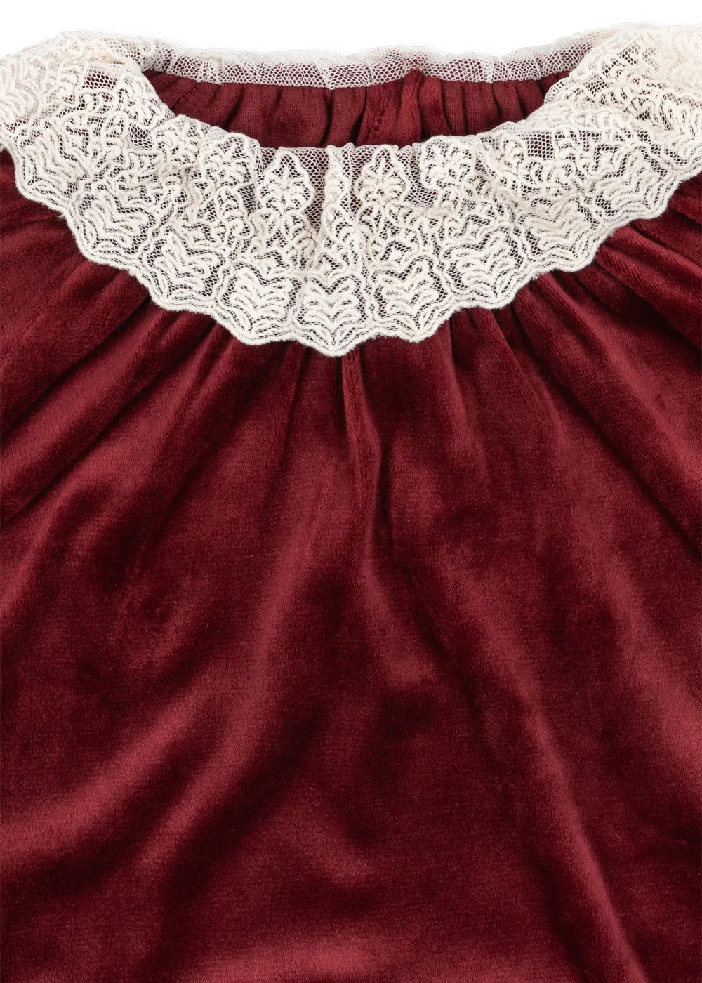 Konges Sløjd Venola blouse red dahlia velours kanten kraag