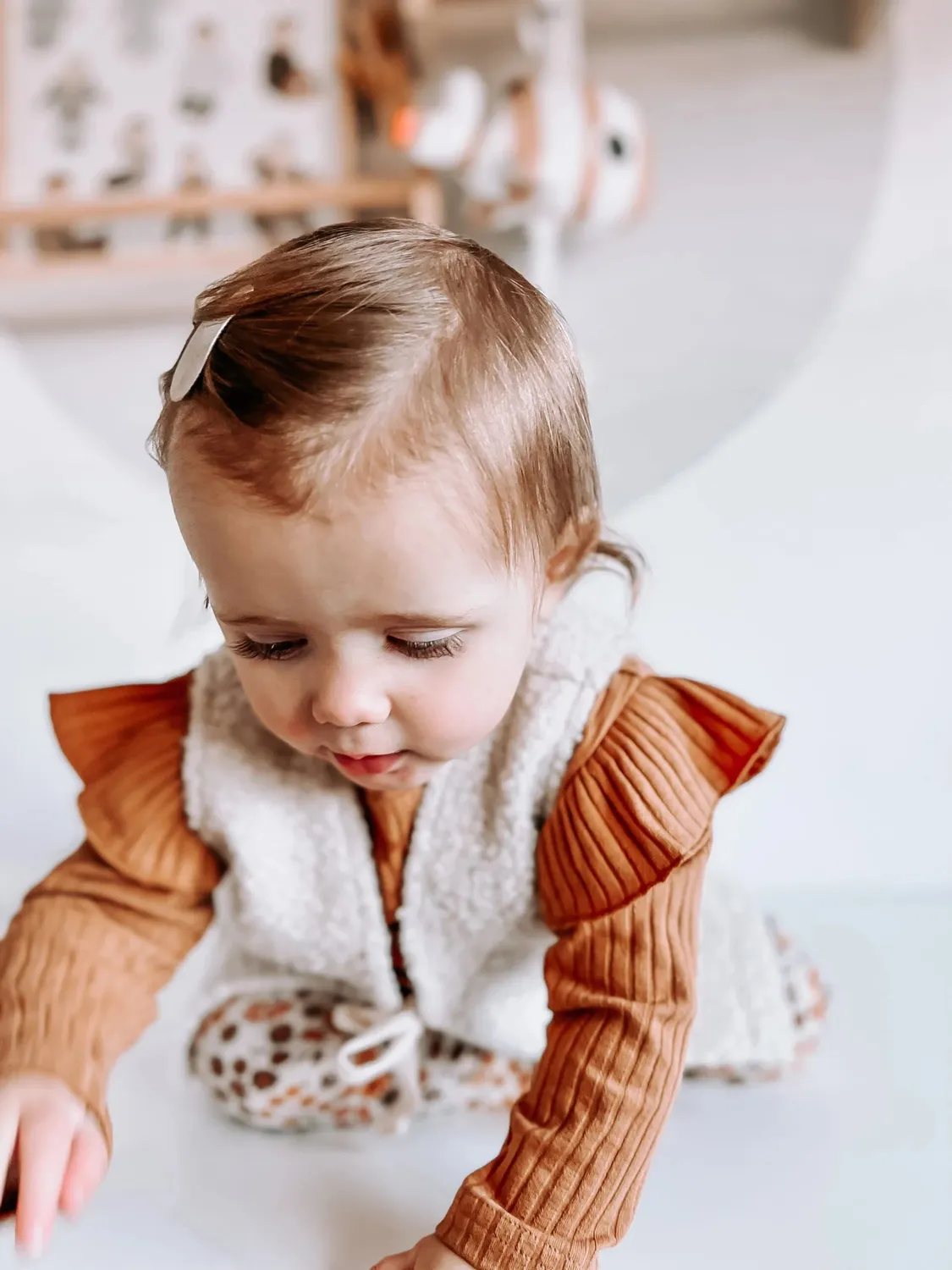 SODA FASHION Ruffle shirt Brede Rib Camel zacht