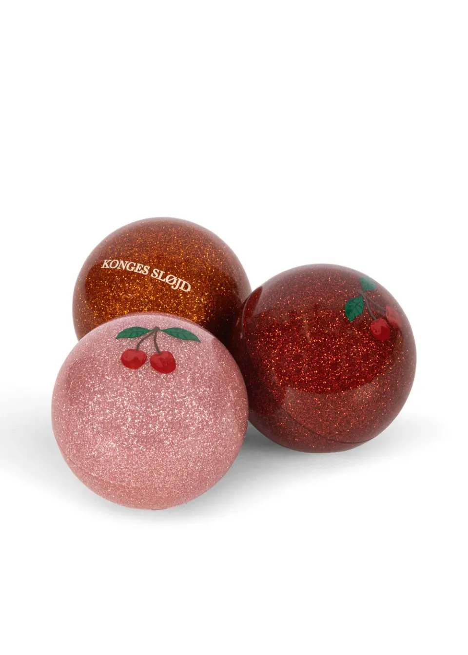 Konges Sløjd 3 pack sparkly ballen rood 7 cm