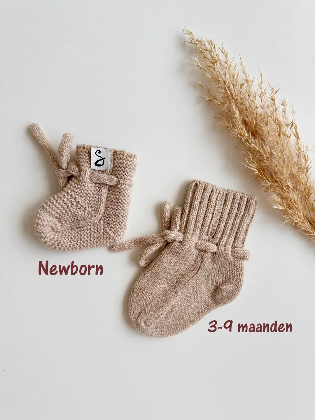 SoDa Fashion Merino Wol Sloffen Newborn zand babyslofjes