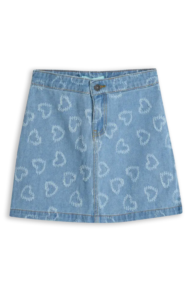 4President Bowien denim rok meisjes blauw stretch