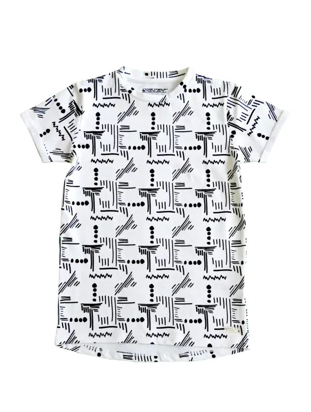 4President Sterling AOP White sweater alloverprint katoen