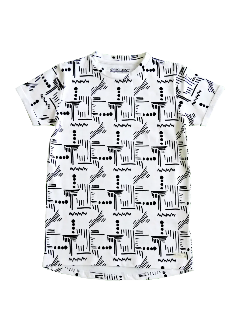 4President Sterling AOP White sweater alloverprint katoen