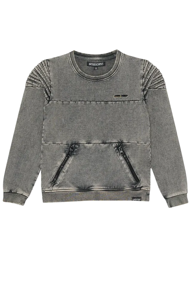 4PRESIDENT Nick Black sweater zwart met ritszakken