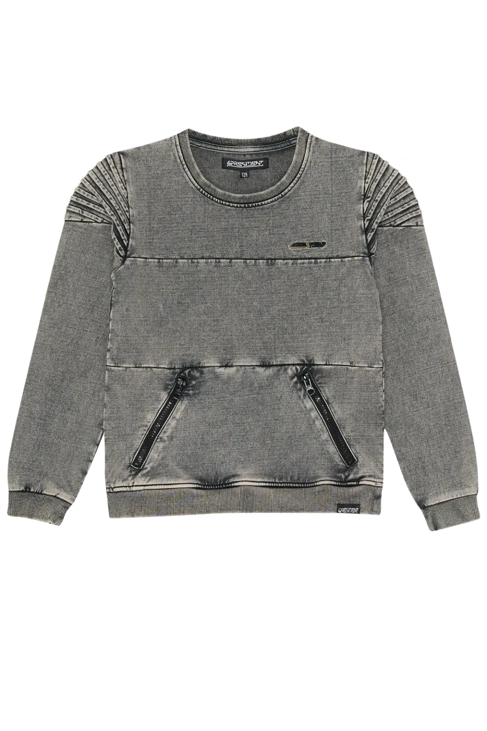 4PRESIDENT Nick Black sweater zwart met ritszakken