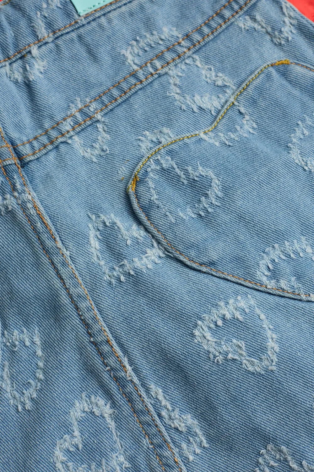 4President Bowien denim rok meisjes blauw stretch