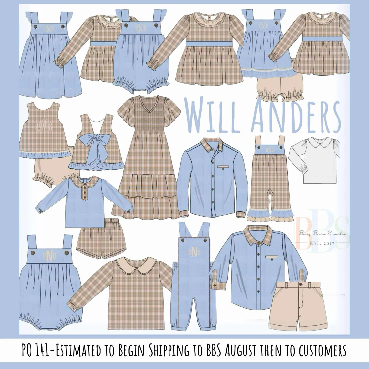 Busy Bee Smocks Will Anders 2pc corduroy bubble jongens bruin