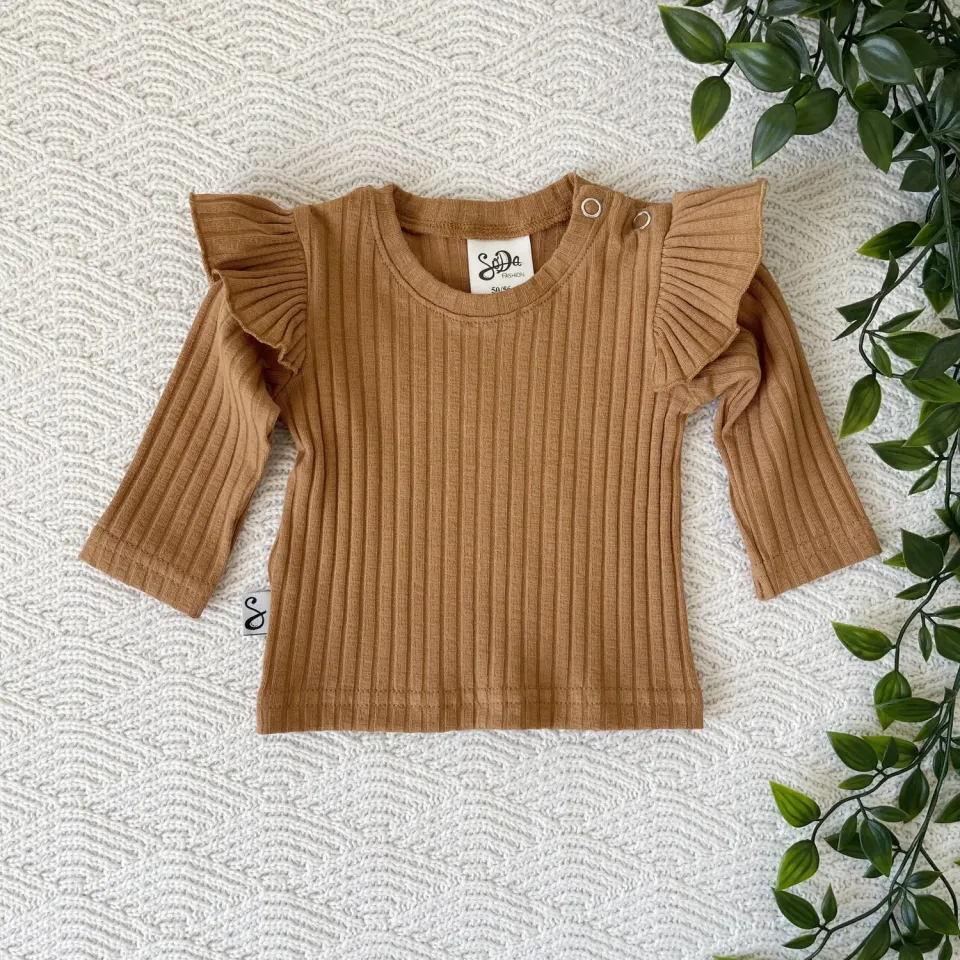 SODA FASHION Ruffle shirt Brede Rib Camel zacht
