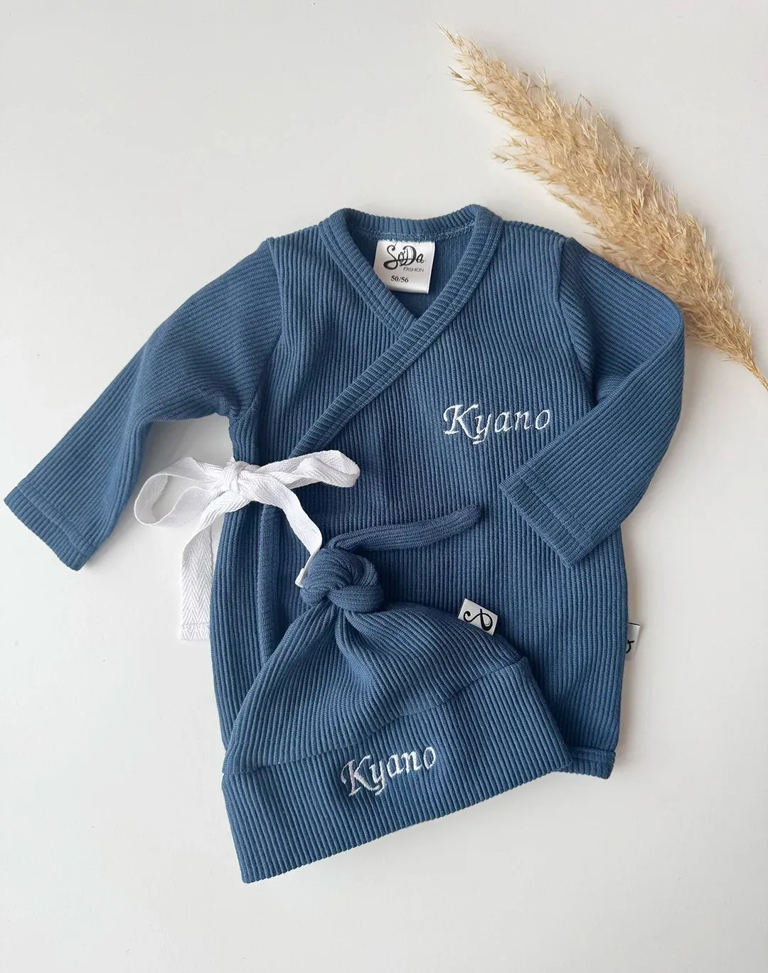 SODA FASHION Knoopmuts Rib Babymuts Blauw Zacht