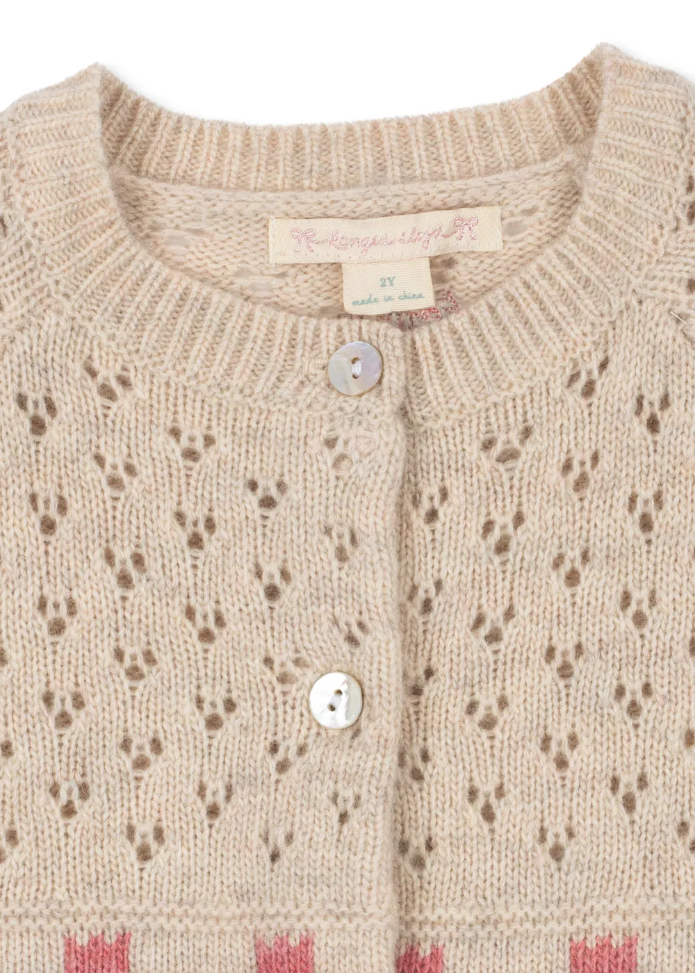 Konges Sløjd Belle cardigan cream tulips wolmix