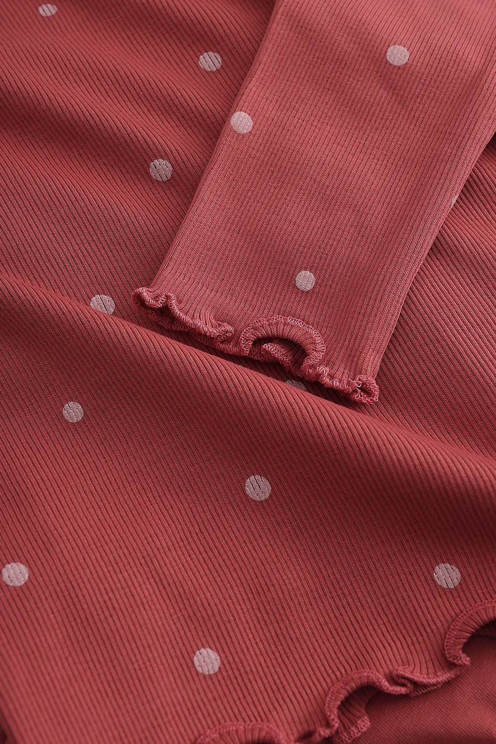 4PRESIDENT Fenna Dusty cedar Dot longsleeve geribd stipjes